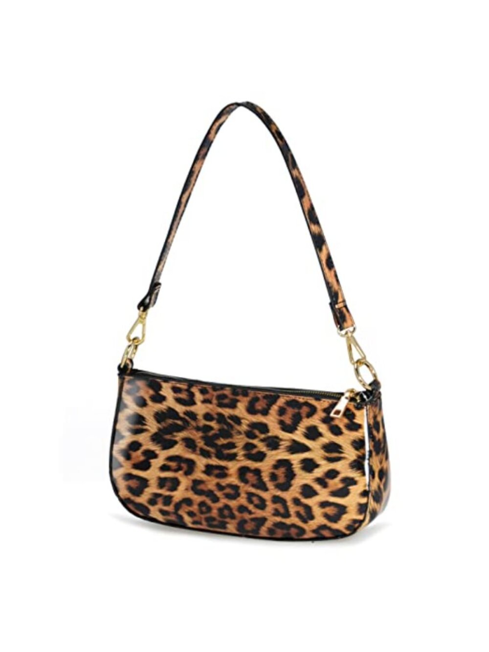 Glossy Vegan Leather Animal Print Crossbody Clutch Shoulder Bag